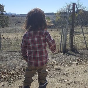 EUC boys plaid button down.